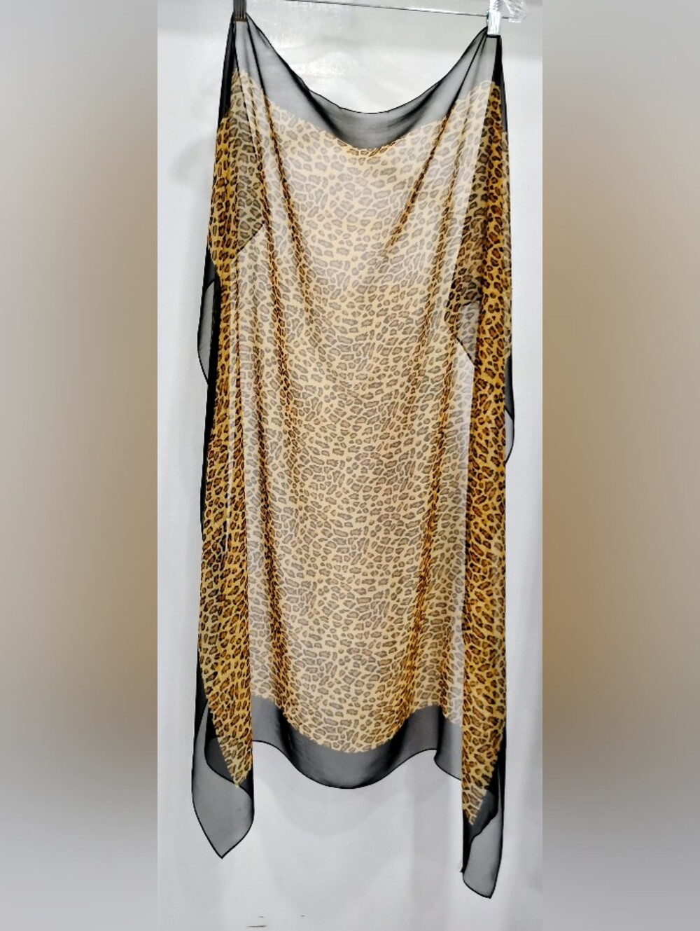 JOAN RIVERS LEOPARD PRINT SILK SHAWL